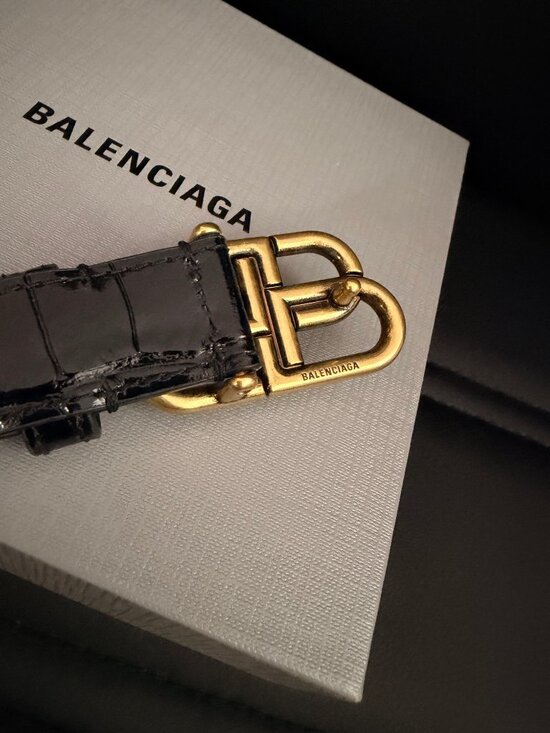 Balenciaga Black Croc Belt